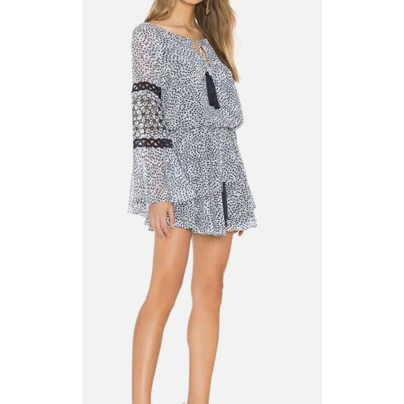 Alexis LANELLE PRINTED LONG-SLEEVE MINI DRESS IN BLUE sz M - Picture 10 of 10